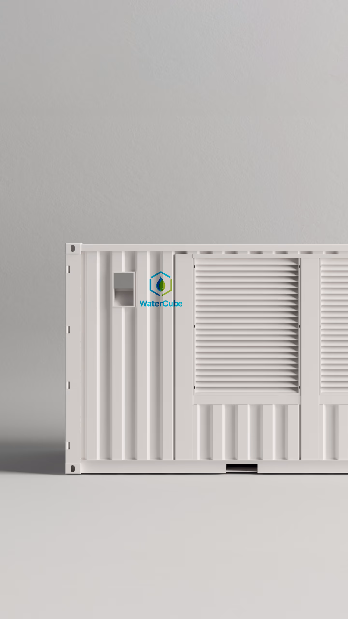 White WaterCube 1000 container unit, side view